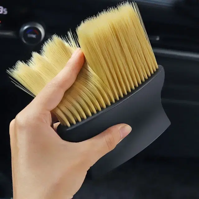 Super Soft Microfiber Car Dashboard Cleaning Brush, Brown & Black