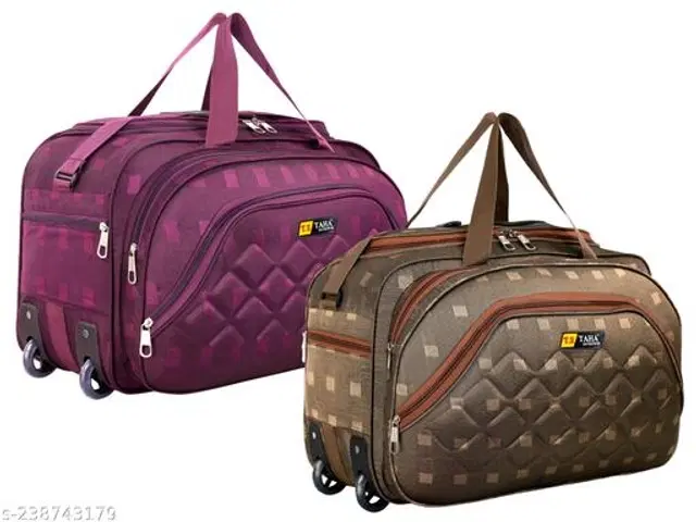Polyester Duffel Bags, Brown & Purple, Pack of 2