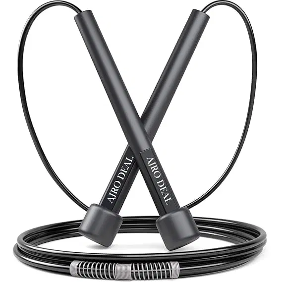 Speed Skipping Rope for Fitness, Cardio & Weight Loss ,(Black)