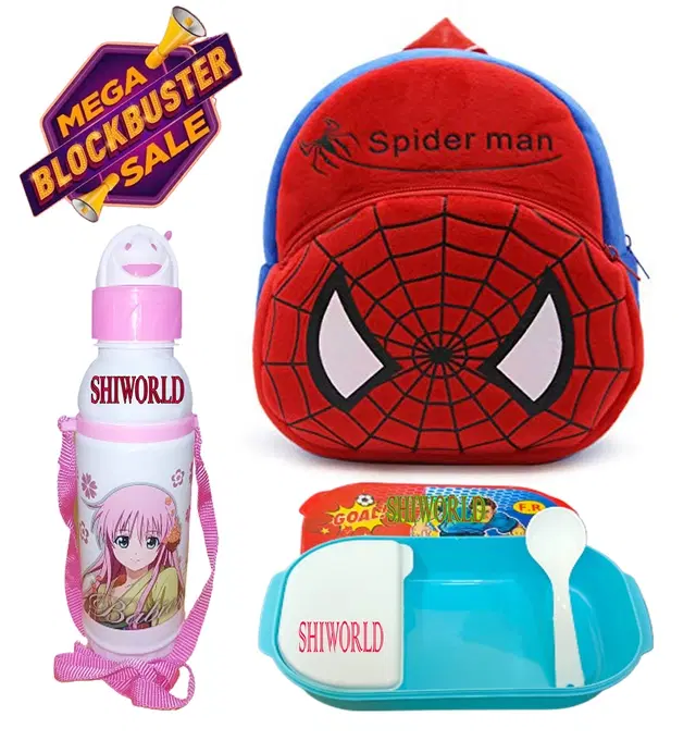 Kids Backpacks with Lunch Box & Water Bottle, Multicolor, Pack of 3