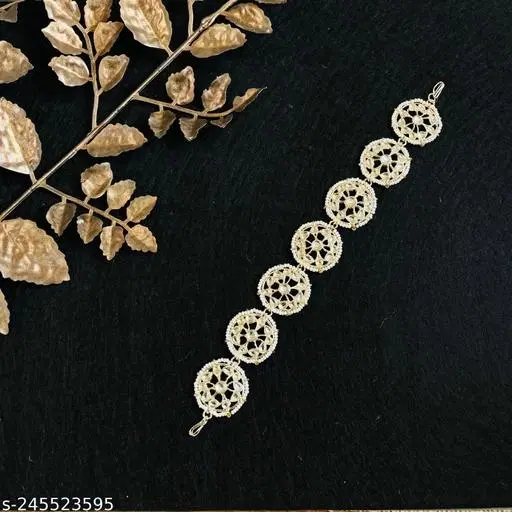 Light Gold Plated Sheeshphool for Women (White, Free Size)