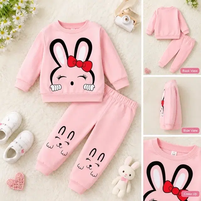 Cotton Blend Clothing Set for Girls (Pink, 12-18 M)
