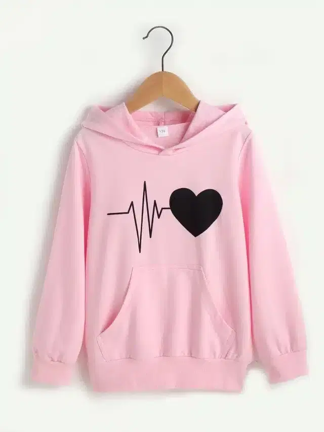 Fleece Printed Hoodie for Women (Pink, S)
