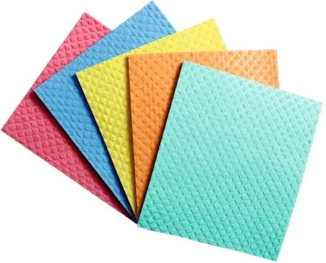 Multipurpose Cleaning Reusable Sponge Wipes, Multicolor, Pack of 5