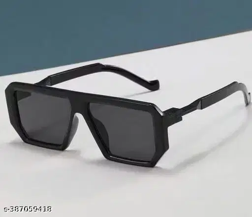 Mens Sunglasses Plastic Black Rectangular Shape(Free Size)