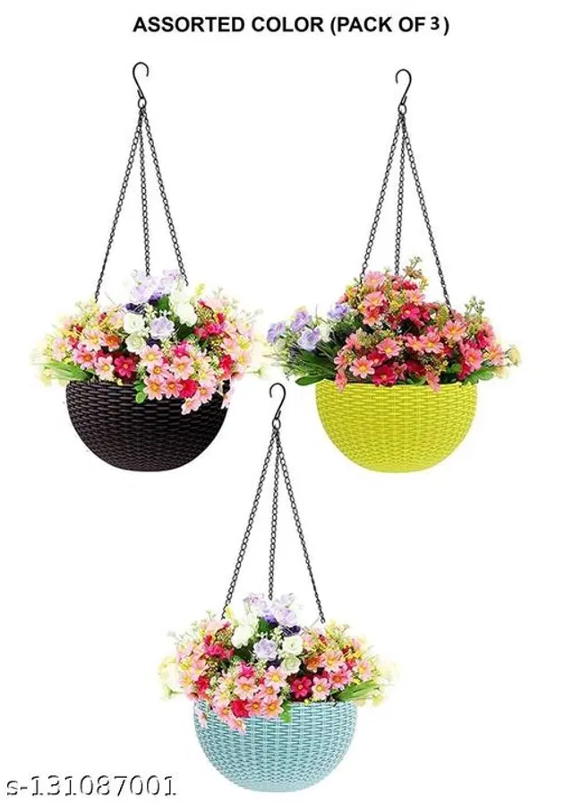 Plastic Hanging Planter, Multicolor, Pack of 3