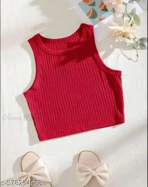 Hosiery Cotton Solid Top for Girls, Red (0-3 Months)
