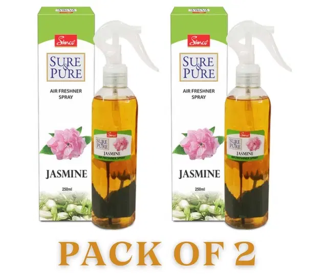 Simco Sure & Pure Jasmine Air Freshener Spray, 250 ml, Pack of 2