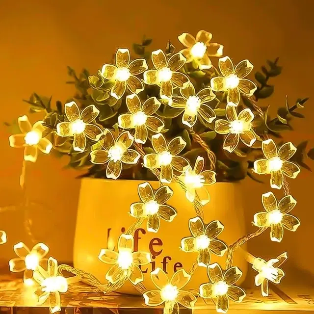 Mprow 3 Meter 14 Led's Silicone Flower Fancy Light, Warm White