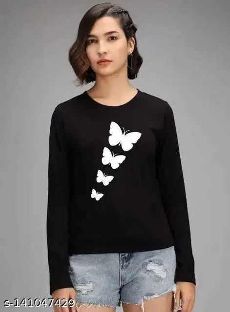 Women's Full Sleeves Sweatshirt (Black, S) (PC-101)