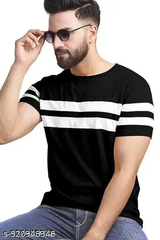 Cotton Blend T-shirt for Men, Black (XS)