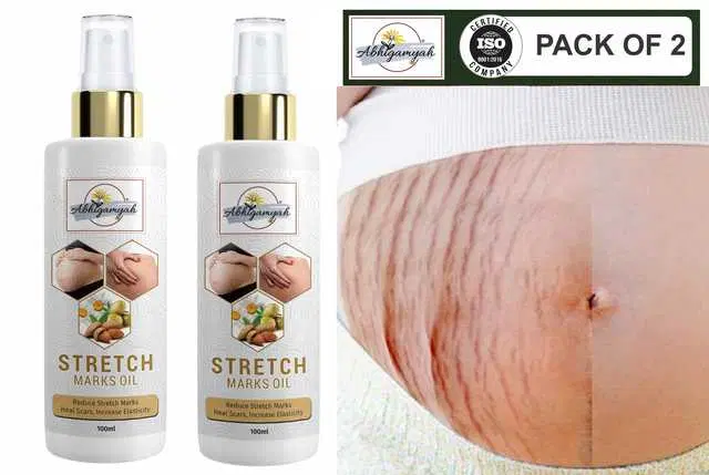 Abhigamyah Present Repair Stretch Marks Removal Natural Heal Pregnancy Breast, Hip, Legs, Mark Oil, 100 ml, Pack Of 2, A-1007