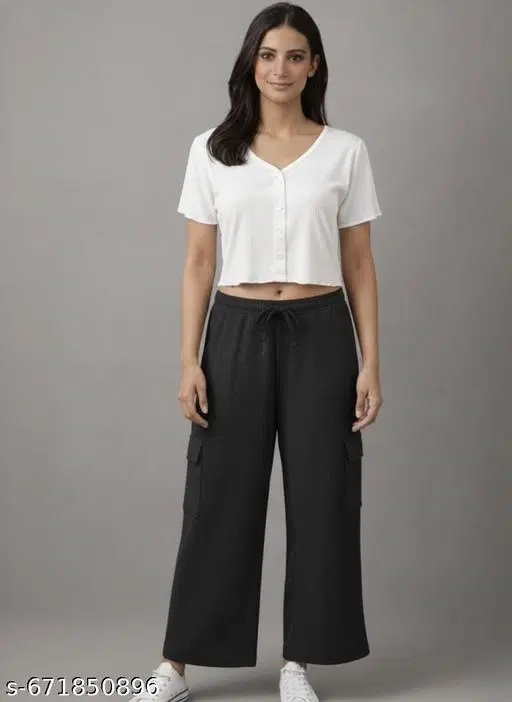 Palazzo Pants for Women (Black, S)