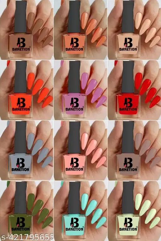 Banetion Matte Nail Polish, Multicolor, Pack of 12