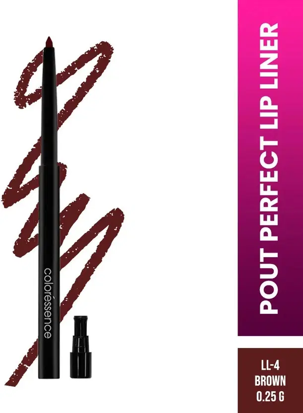 Coloressence Lip Liner Pencil Long Lasting Pigmented Definer Waterproof Formula (Brown) Pack Of 1