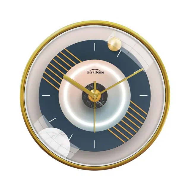 TerraHome Sweep Silent Paper Dial Wall Clock 12in Aesthetic Golden