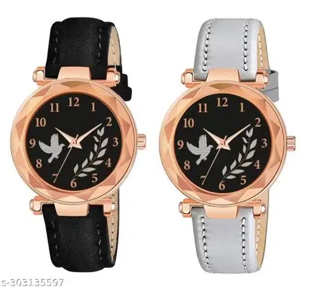 Analog Watch for Women, Pack of 2 (Multicolor)