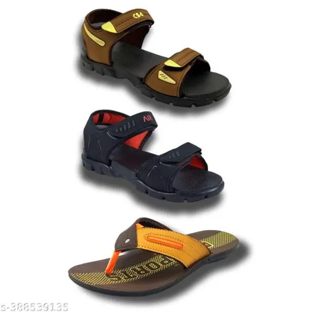 Sandals with Flipflop for Men, Pack of 3 (Multicolor, 6)