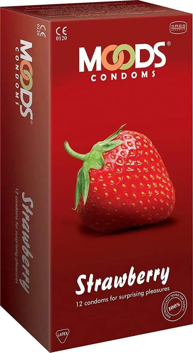 Moods Strawberry Flavored Condoms for Men, Pack of 12