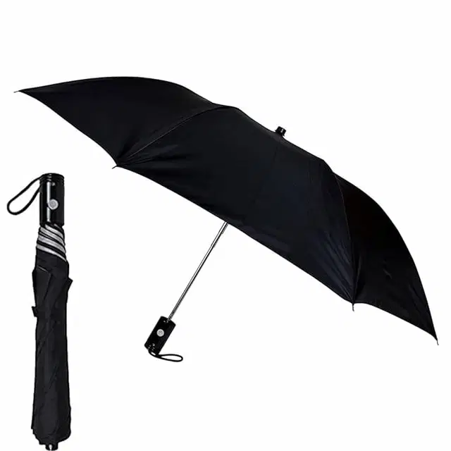 Portable Solid 2 Fold Umbrella, Black