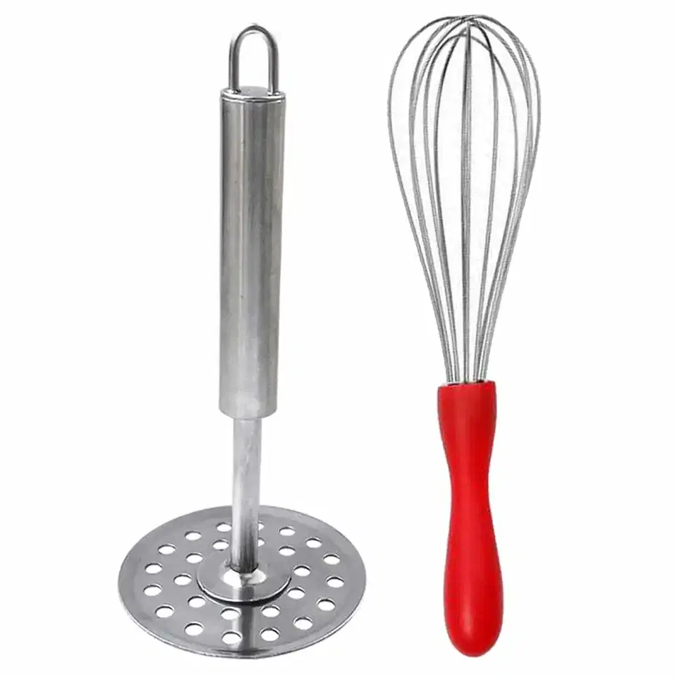 Oc9 Stainless Steel Egg Whisk & Potato Masher For Kitchen Tool Set