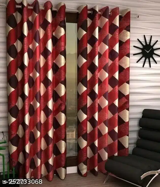 Curtains for Door, Maroon, 5 Feet, Pack of 2