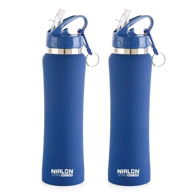 Nirlon Stainless Steel Sipper Water Bottle, Blue, 750 ml, Pack of 2
