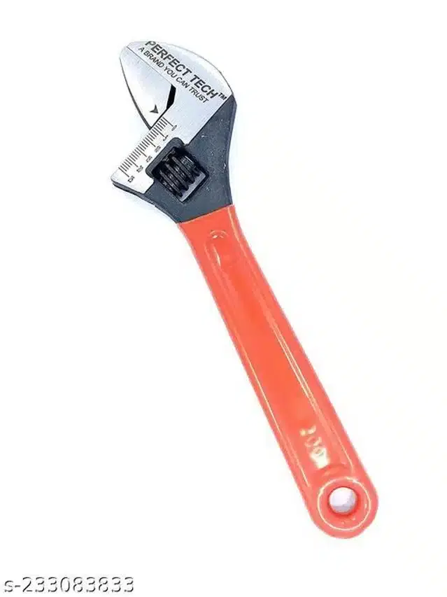 Adjustable Wrench, Orange, 8 inches