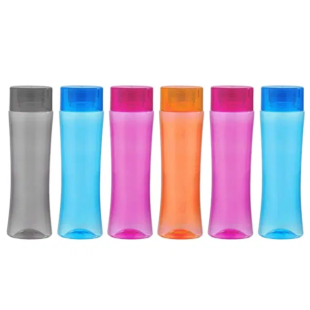 Parikshit Plastic Water Bottles, 1000 ml, Set of 6, Multicolor