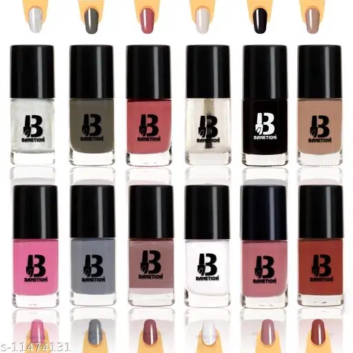 Banetion Matte Nail Polish, Multicolor, Pack of 12