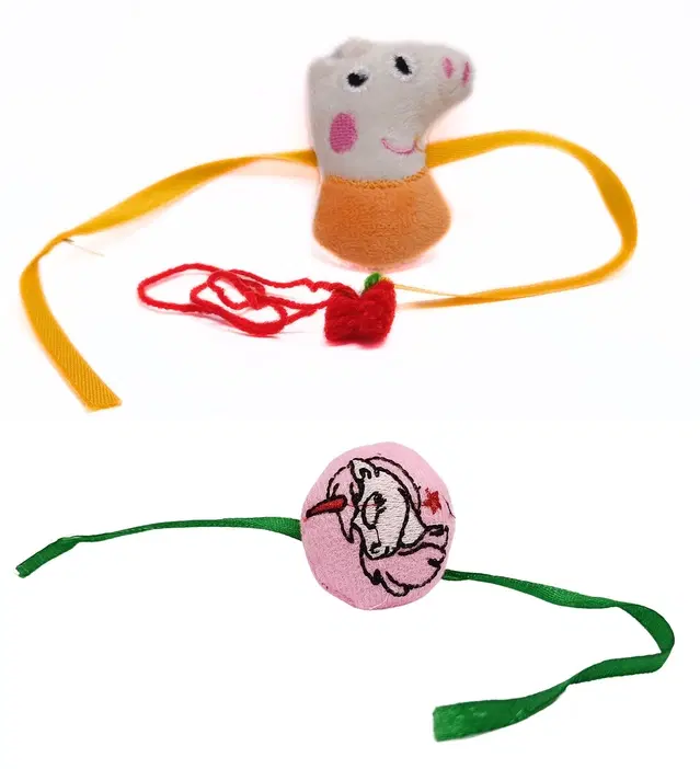 Synthetic Rakhi for Kids (Multicolor, Pack of 3)