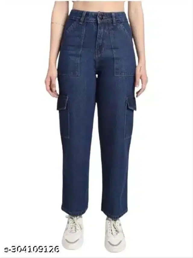 Denim Jeans for Girls (Navy Blue, 14-15 Years)