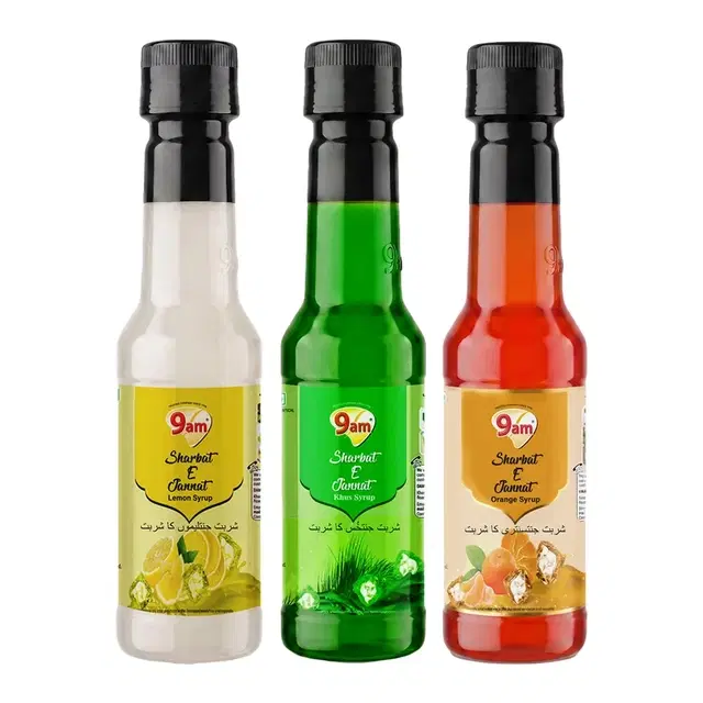 9 Am Sharbat Combo 3x200 ml Khus + Lemon + Orange