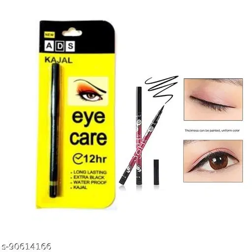 Combo Of Ads  Waterproof Kajal Long-Lasting With 36Hr Eyeliner (2 Item In Set)