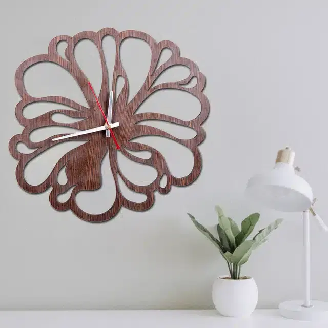 Wooden Designer Wall Clock, Brown