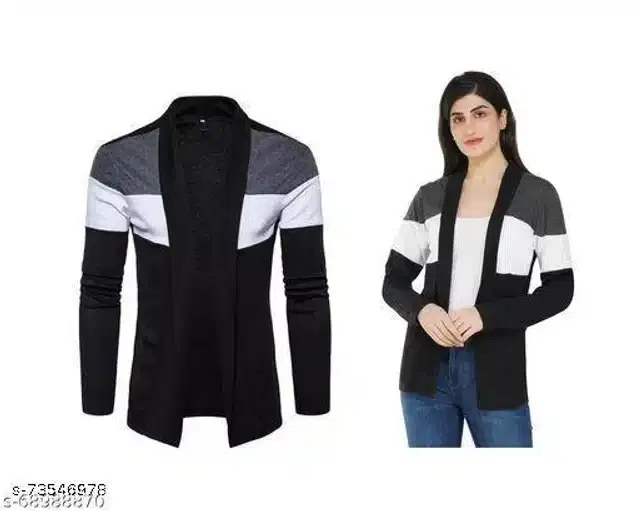 Cotton Blend Shrug for Women (Black, S)