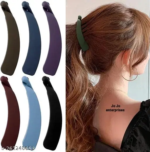 ABS Plastic Hair Clips for Women, Pack of 6 (Multicolor)