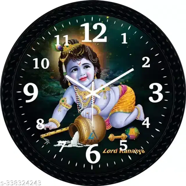 Plastic Analog Wall Clock, Black & Sky Blue