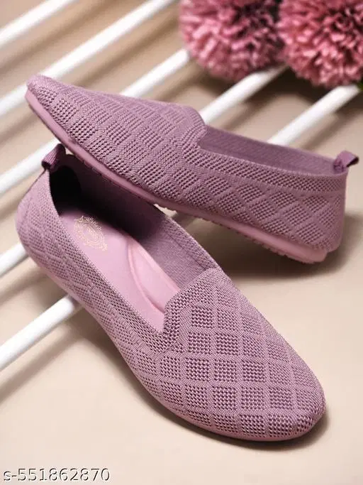 Shoetopia Solid Mesh Ballerinas (Peach, 8-8.5 Years)