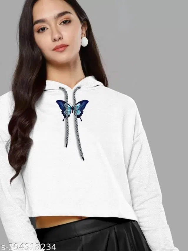 Cotton Blend Hoodie for Women (White, S)