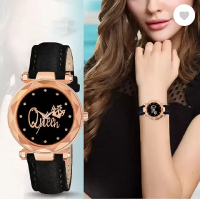 Analog Watch for Women & Girls (Black)