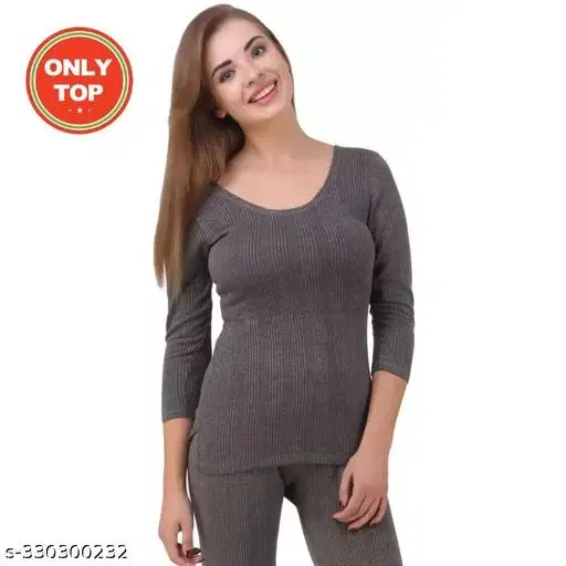 Woolen Thermal Top for Women (Dark Grey, XS)