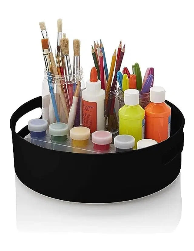 Plastic Multipurpose 360° Rotating Organizer Tray, Black