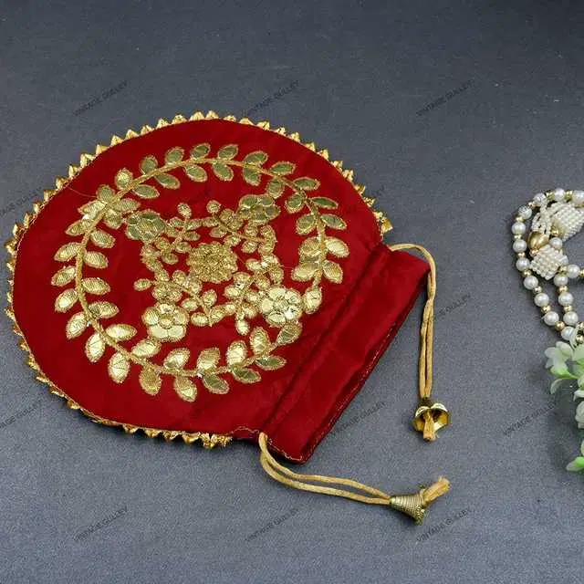 Cotton Silk Ethnic & Traditional Handheld Potli for Women, Maroon, A-41