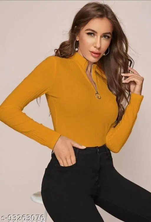 Casual Wear Top & Bottom Sets for Women (Mustard, S)