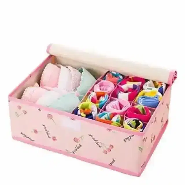 K Kudos Multi Compartment Cell Non-Smell Foldable Underwear Rectangle Storage Box Organiser