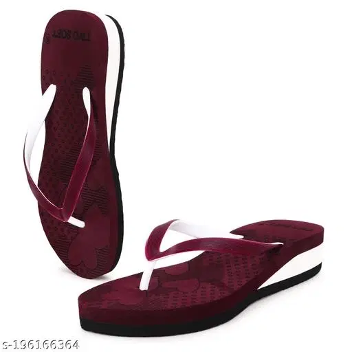Twosoft Flip-flops for Women (Maroon, 4)