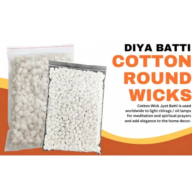 Cotton Round Shape Wicks, White, Pack of 100
