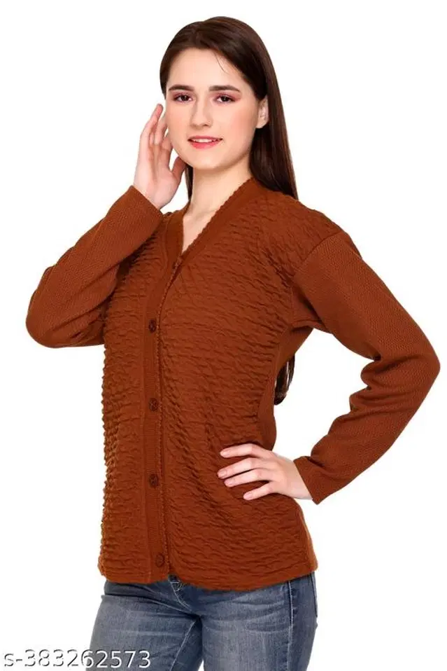 Woolen Sweater for Women (Brown, L)