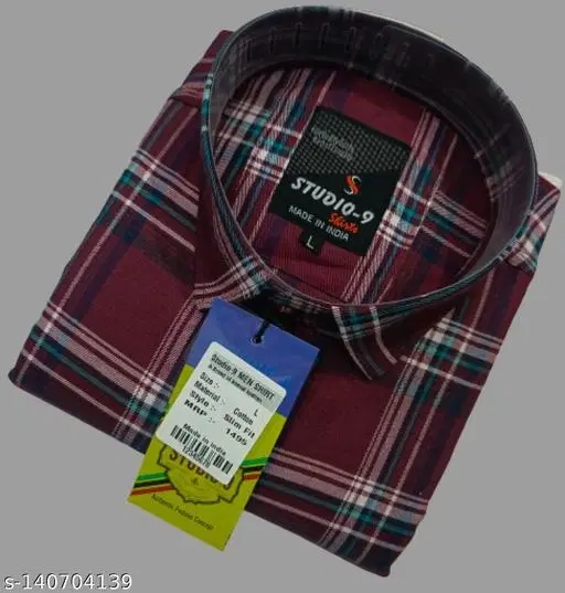 Cotton Blend Checked Shirt for Men, Maroon (XXL) Pack of 1